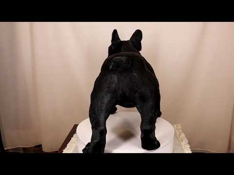 Ebros Large Lifelike Black French Bulldog Statue With Glass Eyes 19.5"Long Decor