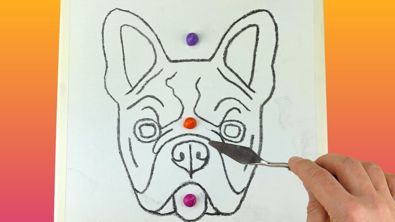 French Bulldog Acrylic Satisfying Painting Step by Step | Palette knife techniques Demonstration
