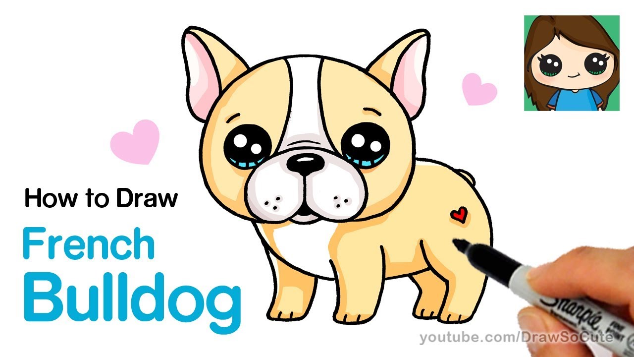 How to Draw a French Bulldog Easy | Cartoon Puppy