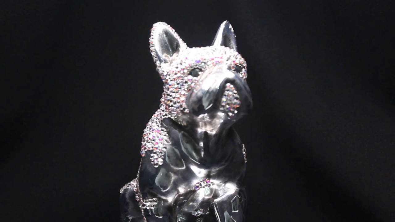 Swarovski French Bulldog Statue custom embellished with Swarovski Crystals
